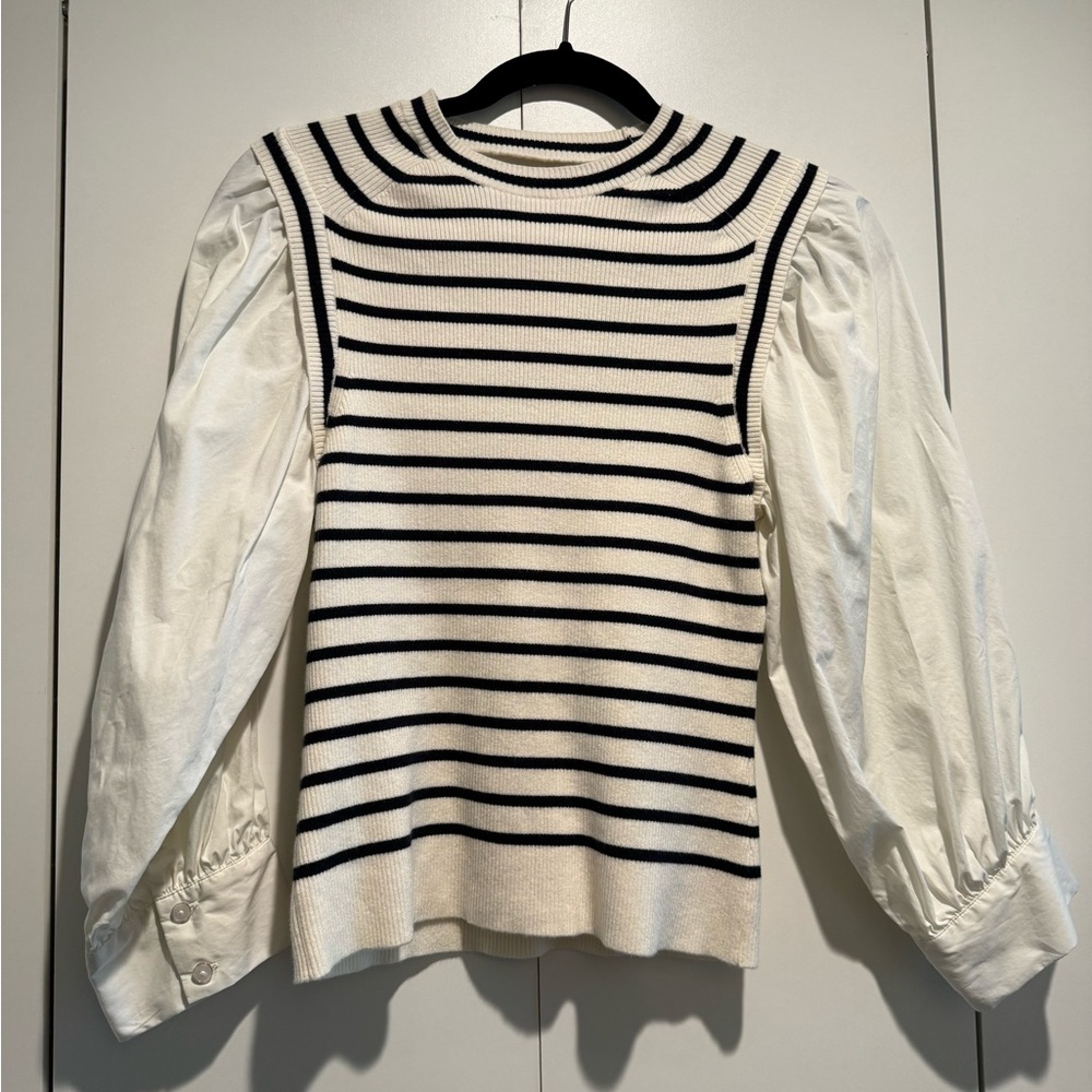 10 Crosby Derek Lam Black and White Striped Blouse